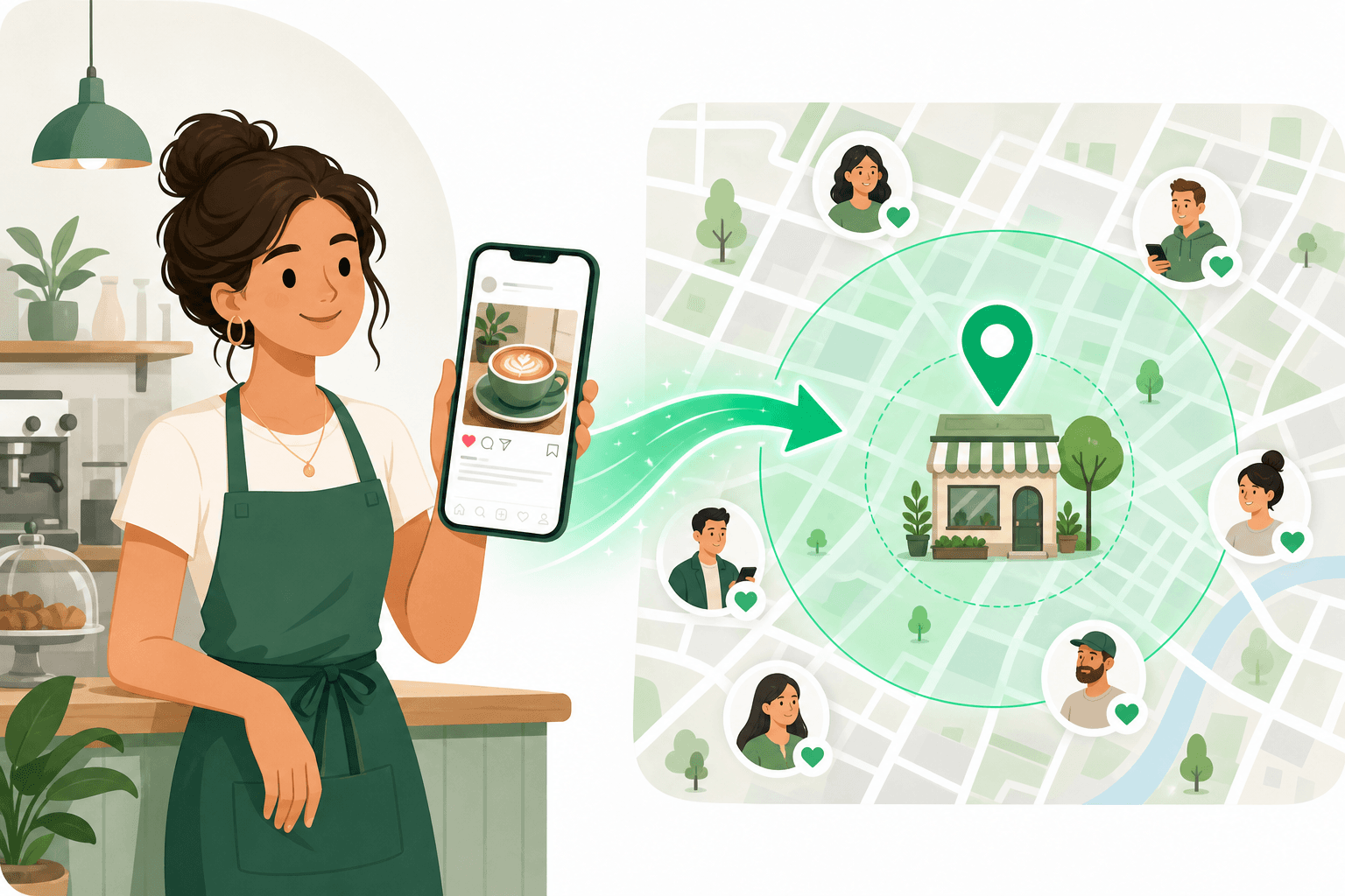 A local business owner's social post being turned into a geo-targeted local ad